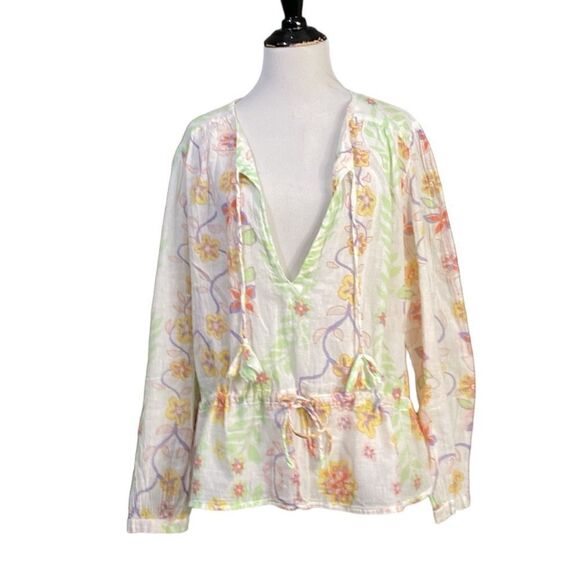 Anthropologie Antik Batik Cotton Printed Ryta Blouse - Picture 1 of 16